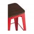 Барный стул металлический красный / темное дерево Tolix Wood 