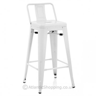Барный стул металлический  с спинкой , белый, коллекция TOLIX