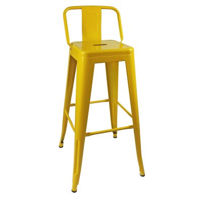 Барный стул металлический  с спинкой , желтый, коллекция TOLIX 