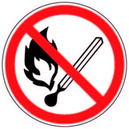 Наклейка маленькая  "Запрещается пользоваться открытым огнем и курить" №54 (10х10 см)