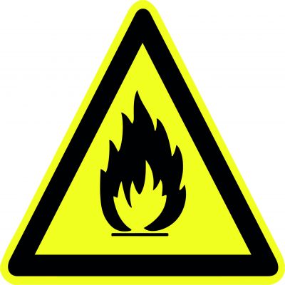 Наклейка маленькая   "Пожароопасно. Легковоспламеняющиеся вещества" №45 (10х10 см)